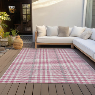 Piper Looms Chantille Plaid ACN1054 Blush Machine Washable Area Rug Outdoor Lifestyle Image Feature