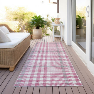 Piper Looms Chantille Plaid ACN1054 Blush Machine Washable Area Rug Runner Outdoor Lifestyle Image Feature