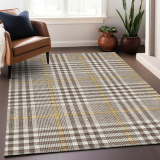 Piper Looms Chantille Plaid ACN1054 Brown Machine Washable Area Rug Lifestyle Image Feature