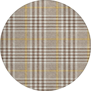 Piper Looms Chantille Plaid ACN1054 Brown Machine Washable Area Rug Round Main Image