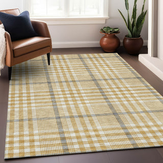 Piper Looms Chantille Plaid ACN1054 Gold Machine Washable Area Rug Lifestyle Image Feature