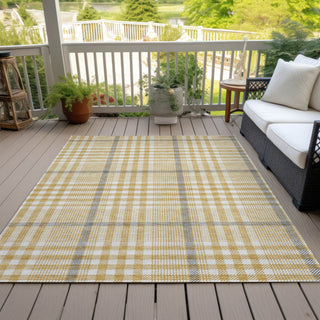 Piper Looms Chantille Plaid ACN1054 Gold Machine Washable Area Rug Outdoor Lifestyle Image Feature