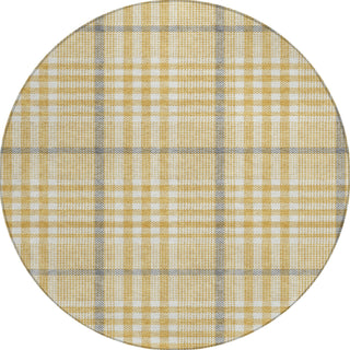 Piper Looms Chantille Plaid ACN1054 Gold Machine Washable Area Rug Round Main Image