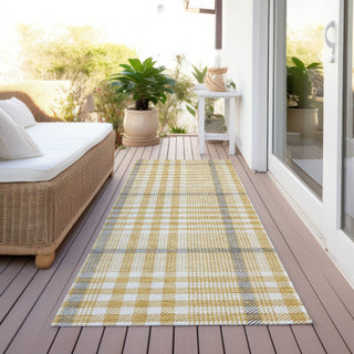 Piper Looms Chantille Plaid ACN1054 Gold Machine Washable Area Rug Runner Outdoor Lifestyle Image Feature