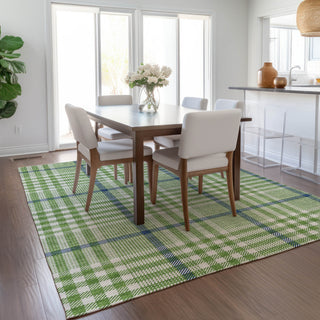 Piper Looms Chantille Plaid ACN1054 Green Machine Washable Area Rug Lifestyle Image Feature