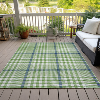 Piper Looms Chantille Plaid ACN1054 Green Machine Washable Area Rug Outdoor Lifestyle Image Feature