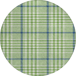 Piper Looms Chantille Plaid ACN1054 Green Machine Washable Area Rug Round Main Image