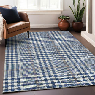 Piper Looms Chantille Plaid ACN1054 Navy Machine Washable Area Rug Lifestyle Image Feature