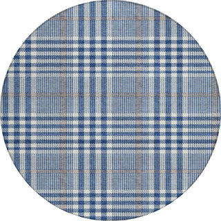 Piper Looms Chantille Plaid ACN1054 Navy Machine Washable Area Rug Round Main Image