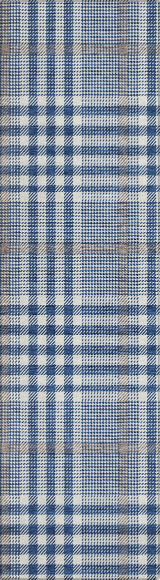 Piper Looms Chantille Plaid ACN1054 Navy Machine Washable Area Rug Runner Main Image