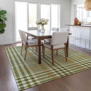 Piper Looms Chantille Plaid ACN1054 Olive Machine Washable Area Rug Lifestyle Image Feature