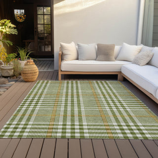 Piper Looms Chantille Plaid ACN1054 Olive Machine Washable Area Rug Outdoor Lifestyle Image Feature
