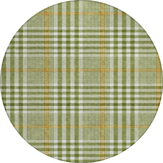 Piper Looms Chantille Plaid ACN1054 Olive Machine Washable Area Rug Round Main Image