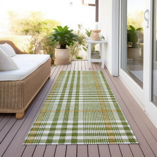 Piper Looms Chantille Plaid ACN1054 Olive Machine Washable Area Rug Runner Outdoor Lifestyle Image Feature