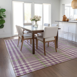 Piper Looms Chantille Plaid ACN1054 Purple Machine Washable Area Rug Lifestyle Image Feature