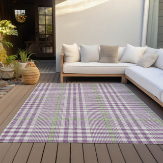 Piper Looms Chantille Plaid ACN1054 Purple Machine Washable Area Rug Outdoor Lifestyle Image Feature