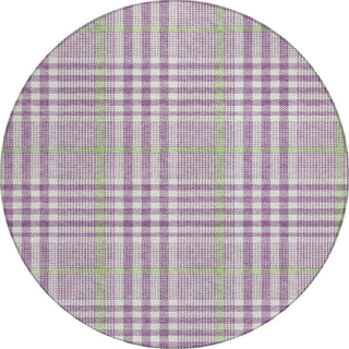 Piper Looms Chantille Plaid ACN1054 Purple Machine Washable Area Rug Round Main Image