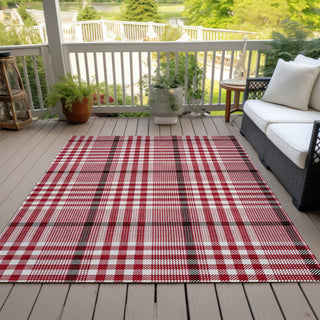 Piper Looms Chantille Plaid ACN1054 Red Machine Washable Area Rug Outdoor Lifestyle Image Feature