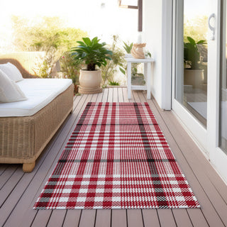 Piper Looms Chantille Plaid ACN1054 Red Machine Washable Area Rug Runner Outdoor Lifestyle Image Feature