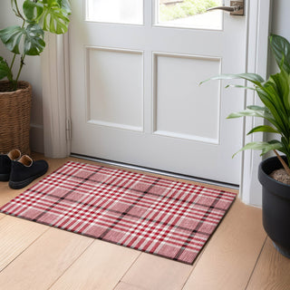 Piper Looms Chantille Plaid ACN1054 Red Machine Washable Area Rug Scatter Lifestyle Image Feature