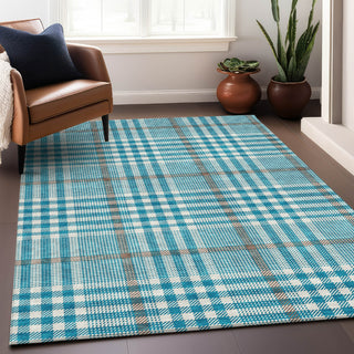 Piper Looms Chantille Plaid ACN1054 Teal Machine Washable Area Rug Lifestyle Image Feature