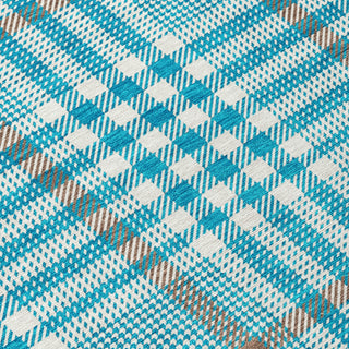 Piper Looms Chantille Plaid ACN1054 Teal Machine Washable Area Rug Swatch Image
