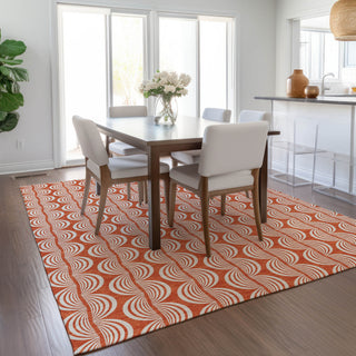 Piper Looms Chantille Swirls ACN1055 Coral Machine Washable Area Rug Lifestyle Image Feature