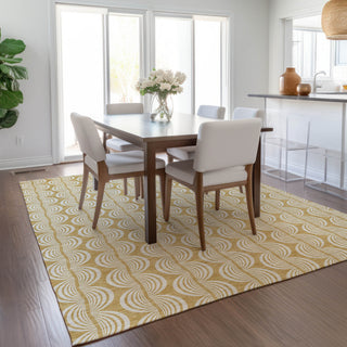 Piper Looms Chantille Swirls ACN1055 Gold Machine Washable Area Rug Lifestyle Image Feature