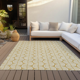 Piper Looms Chantille Swirls ACN1055 Gold Machine Washable Area Rug Outdoor Lifestyle Image Feature