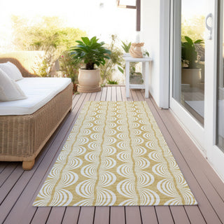 Piper Looms Chantille Swirls ACN1055 Gold Machine Washable Area Rug Runner Outdoor Lifestyle Image Feature
