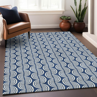 Piper Looms Chantille Swirls ACN1055 Navy Machine Washable Area Rug Lifestyle Image Feature