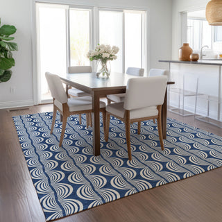 Piper Looms Chantille Swirls ACN1055 Navy Machine Washable Area Rug Lifestyle Image Feature