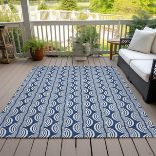 Piper Looms Chantille Swirls ACN1055 Navy Machine Washable Area Rug Outdoor Lifestyle Image Feature
