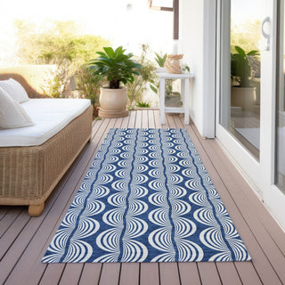 Piper Looms Chantille Swirls ACN1055 Navy Machine Washable Area Rug Runner Outdoor Lifestyle Image Feature