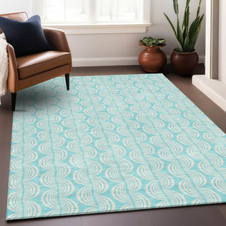 Piper Looms Chantille Swirls ACN1056 Aqua Machine Washable Area Rug Lifestyle Image Feature