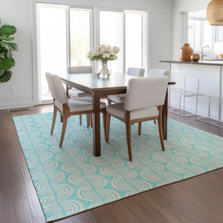 Piper Looms Chantille Swirls ACN1056 Aqua Machine Washable Area Rug Lifestyle Image Feature