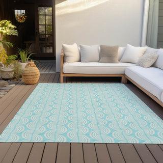 Piper Looms Chantille Swirls ACN1056 Aqua Machine Washable Area Rug Outdoor Lifestyle Image Feature