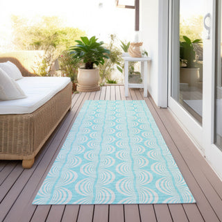 Piper Looms Chantille Swirls ACN1056 Aqua Machine Washable Area Rug Runner Outdoor Lifestyle Image Feature