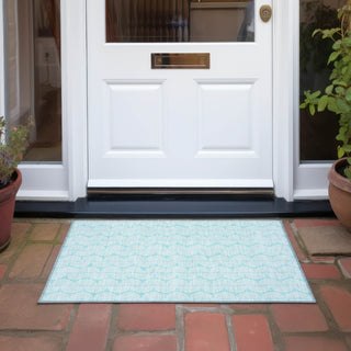 Piper Looms Chantille Swirls ACN1056 Aqua Machine Washable Area Rug Scatter Outdoor Lifestyle Image Feature