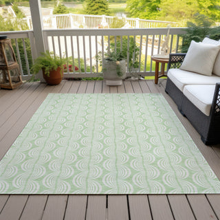 Piper Looms Chantille Swirls ACN1056 Mint Machine Washable Area Rug Outdoor Lifestyle Image Feature