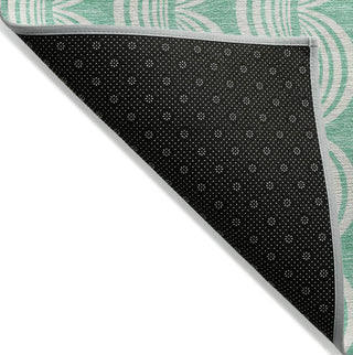 Piper Looms Chantille Swirls ACN1056 Seafoam Machine Washable Area Rug Backing Image