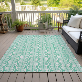 Piper Looms Chantille Swirls ACN1056 Seafoam Machine Washable Area Rug Outdoor Lifestyle Image Feature