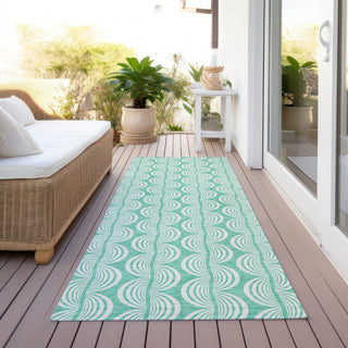 Piper Looms Chantille Swirls ACN1056 Seafoam Machine Washable Area Rug Runner Outdoor Lifestyle Image Feature