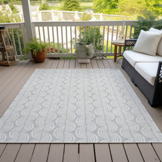 Piper Looms Chantille Swirls ACN1056 Silver Machine Washable Area Rug Outdoor Lifestyle Image Feature