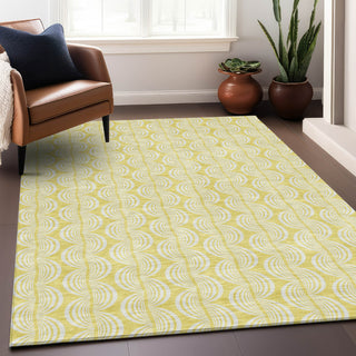 Piper Looms Chantille Swirls ACN1056 Yellow Machine Washable Area Rug Lifestyle Image Feature