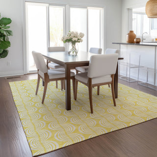 Piper Looms Chantille Swirls ACN1056 Yellow Machine Washable Area Rug Lifestyle Image Feature