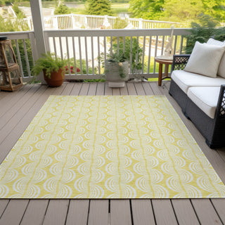 Piper Looms Chantille Swirls ACN1056 Yellow Machine Washable Area Rug Outdoor Lifestyle Image Feature