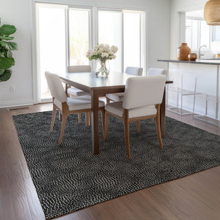Piper Looms Chantille Geometric ACN1057 Black Machine Washable Area Rug Lifestyle Image Feature