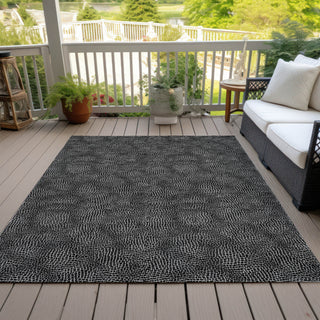 Piper Looms Chantille Geometric ACN1057 Black Machine Washable Area Rug Outdoor Lifestyle Image Feature