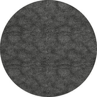 Piper Looms Chantille Geometric ACN1057 Black Machine Washable Area Rug Round Main Image